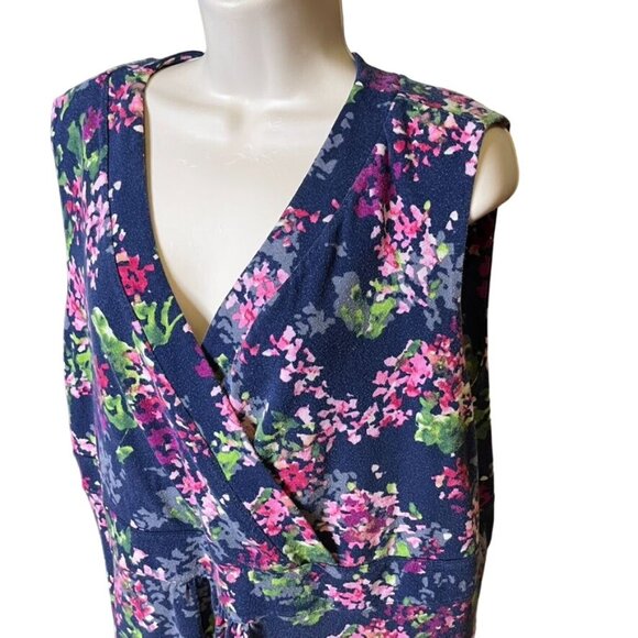 Lands End Long Sleeveless Floral Dress Faux Wrap Around Bodice Plus Size 3X u - Picture 4 of 10